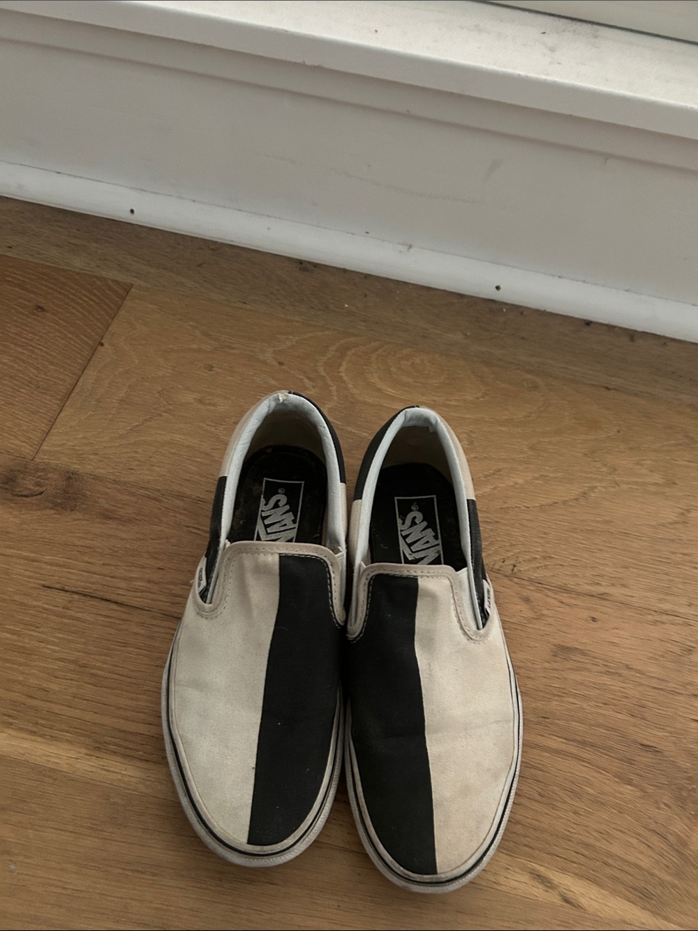 Vans Slip-On Two-Tone Black & Cream Canvas Sneakers